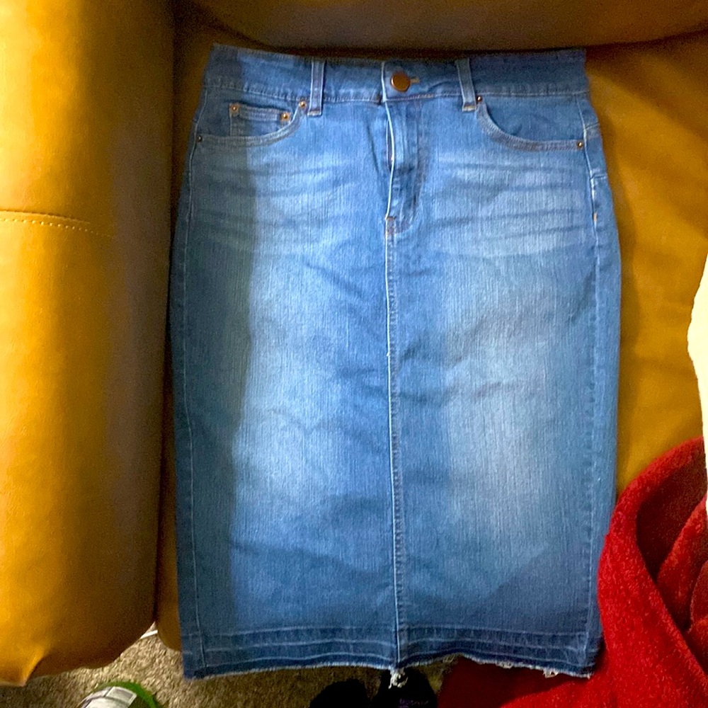 Jean Skirt with Slit in back